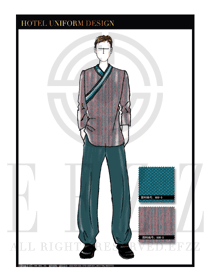 原創(chuàng)手繪男款長(zhǎng)袖中餐服務(wù)員制服設(shè)計(jì)圖1801