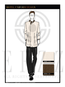 時尚高端卡其色男款中餐服務(wù)員服裝款式圖1803