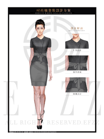 新款灰色女職業(yè)裝夏裝制服設(shè)計圖726