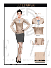 時(shí)尚卡其色女秋冬職業(yè)裝服裝款式圖1466