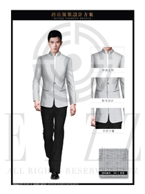 灰色中式立領(lǐng)長(zhǎng)袖男款款酒店大堂經(jīng)理制服效果圖1065