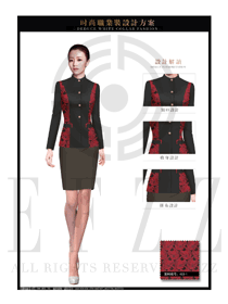 原創(chuàng)新款酒紅色職業(yè)套裙款酒店大堂經(jīng)理制服款式圖1086