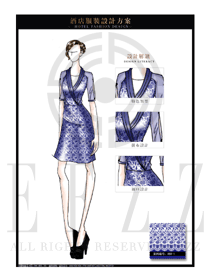 時尚青花瓷女款中餐服務(wù)員制服款式圖1856