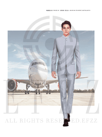 原創(chuàng)設(shè)計淺灰色長袖男款空乘制服效果圖804