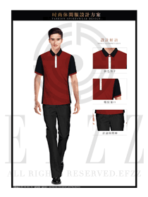 暗紅色男職業(yè)裝T恤服裝款式效果圖100
