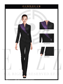 紫色長袖女款中餐服務(wù)員制服設(shè)計(jì)圖1896