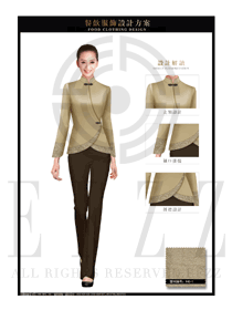 卡其色修身款中餐服務(wù)員制服設(shè)計(jì)圖1905