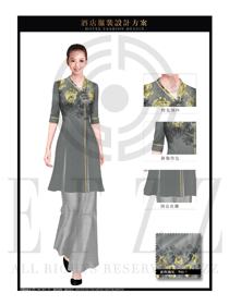 新款灰色長裙款酒店中餐迎賓制服設(shè)計(jì)圖864