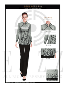 時(shí)尚淺灰色女款中餐服務(wù)員制服設(shè)計(jì)圖1935