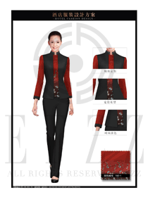 新款酒紅色女款中餐服務(wù)員制服設(shè)計(jì)圖1943