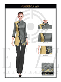 新款淺灰色女款中餐服務(wù)員制服設(shè)計圖1952