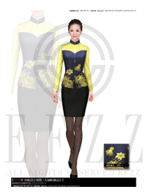 亮黃色酒店中餐女款服務(wù)員制服設(shè)計圖1718