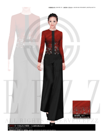 時(shí)尚棗紅色女秋冬職業(yè)裝制服款式效果圖1112