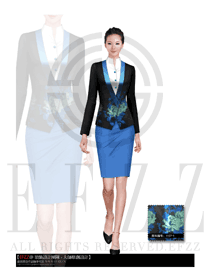 新款淺藍色女款酒店大堂經(jīng)理制服設計圖656