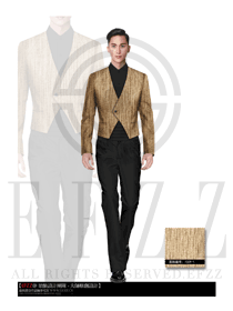 新款卡其色男款西餐服務(wù)員制服設(shè)計(jì)圖1179