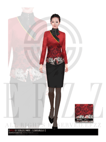 新款酒紅色女款酒店大堂經(jīng)理制服設(shè)計(jì)圖930