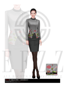 灰色女秋冬職業(yè)裝套裙款制服款式設(shè)計(jì)圖1106