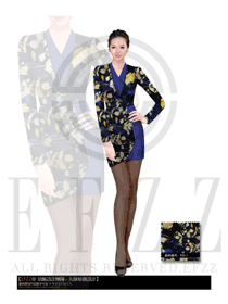 時(shí)尚深藍(lán)色女秋冬職業(yè)裝制服款式效果圖1121