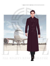 原創(chuàng)設(shè)計(jì)棗紅色男款大衣款空乘制服款式圖810