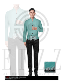 時尚淺青色男款中餐服務(wù)員制服設(shè)計圖1414