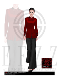 新款酒紅色女款酒店大堂經(jīng)理制服設(shè)計(jì)圖894