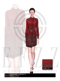 玫紅色女秋冬職業(yè)裝制服款式設計圖1099