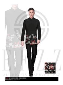 新款黑色長袖男款中餐服務(wù)員制服設(shè)計圖1767