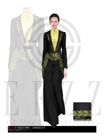 時(shí)尚長(zhǎng)裙款女款西餐咨客服裝款式效果圖539