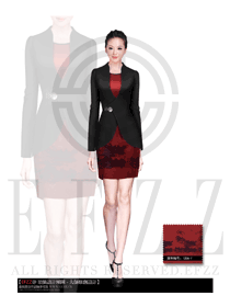 時尚玫紅色女款星級酒店大堂經(jīng)理服裝款式圖983