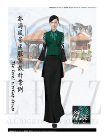 原創(chuàng)制服設(shè)計墨綠色女款西餐咨客服裝款式圖569