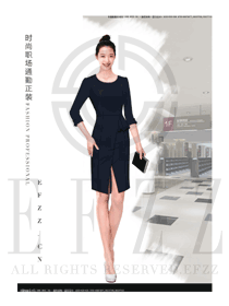 藏藍色女款女職業(yè)裝夏裝制服設計圖739