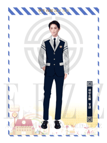 臧藍色長袖男款學(xué)生服校服款式設(shè)計圖022