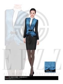 原創(chuàng)制服設(shè)計(jì)淺藍(lán)色女款西餐服務(wù)員服裝款式圖980