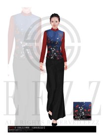 新款長裙款酒店中餐迎賓制服設計圖749