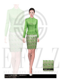 淺綠色女秋冬職業(yè)裝制服款式設(shè)計圖1463
