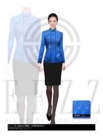 新款藍(lán)色長(zhǎng)袖女款中餐服務(wù)員制服設(shè)計(jì)圖1776