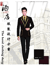 新款暗紅色長(zhǎng)袖男款酒店大堂經(jīng)理制服設(shè)計(jì)圖1183