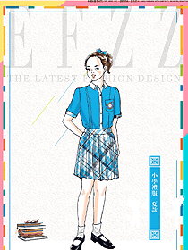 藍(lán)色短袖女款學(xué)生服校服款式設(shè)計(jì)圖031