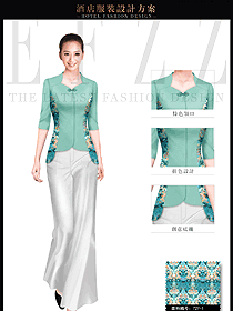 青綠色女款SPA水療會(huì)所咨客制服設(shè)計(jì)圖426