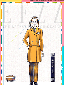 時尚橘黃色女款學(xué)生服校服款式設(shè)計圖035