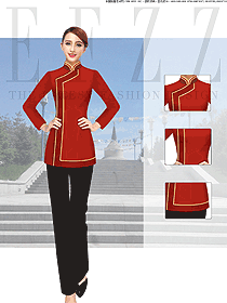 時(shí)尚紅色女款酒店民族特色服裝款式設(shè)計(jì)圖223