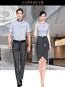 時(shí)尚灰藍(lán)色男女款星級酒店大堂經(jīng)理制服設(shè)計(jì)圖1188