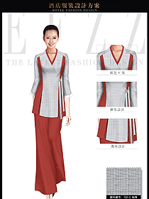 原創(chuàng)制服設計淺紅色女款水療會所咨客服裝款式圖431