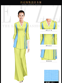 淺黃色女款SPA水療會所咨客制服設(shè)計圖432