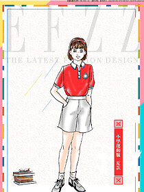 時尚紅色女款短袖學(xué)生服校服款式設(shè)計圖038