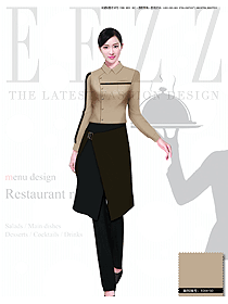 時尚卡其色女款民族特色酒店服裝款式設(shè)計(jì)圖187