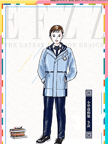 時尚淺藍(lán)色款學(xué)生服校服款式設(shè)計圖042