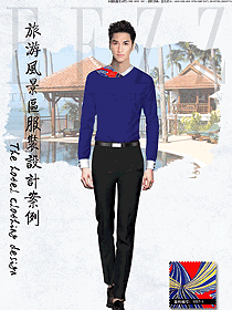 時尚深藍色男款西餐服務(wù)員制服設(shè)計圖1285