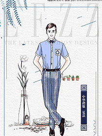 原創(chuàng)設(shè)計(jì)淺藍(lán)色男款學(xué)生服校服款式圖044