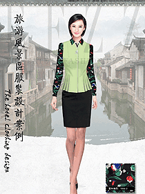 原創(chuàng)制服設(shè)計(jì)青綠色女款西餐服務(wù)員服裝款式圖1289